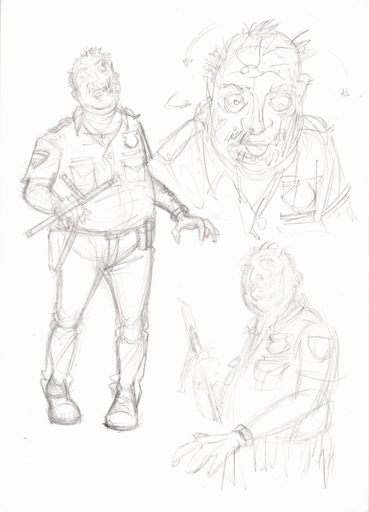 760x1052 Zombie Cop - Cop Sketch