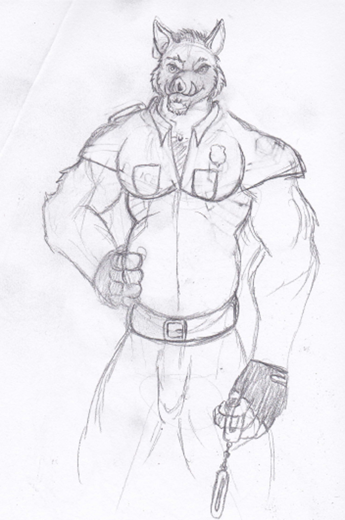 704x1062 Boar Cop Weasyl - Cop Sketch