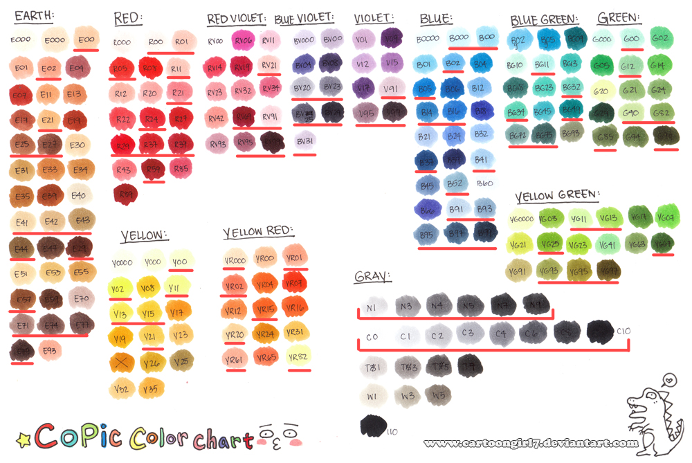Copic Sketch Color Chart