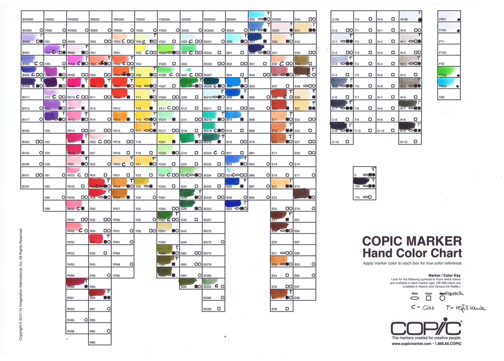 Copic Ciao Colour Chart