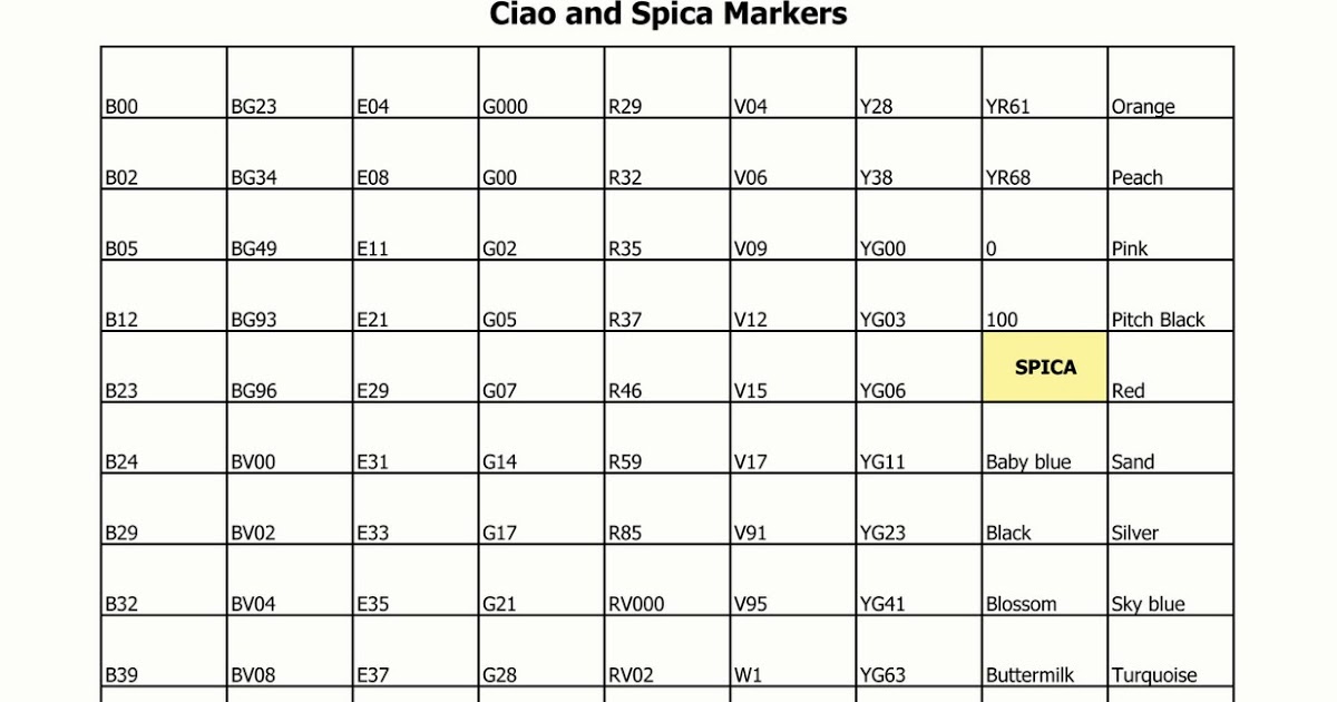 1200x630 Craft Junkies Copic Color Charts - Copic Sketch Chart