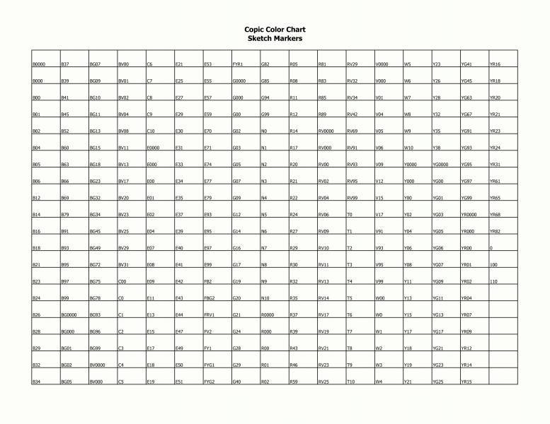 Blank Copic Hex Chart The Chart