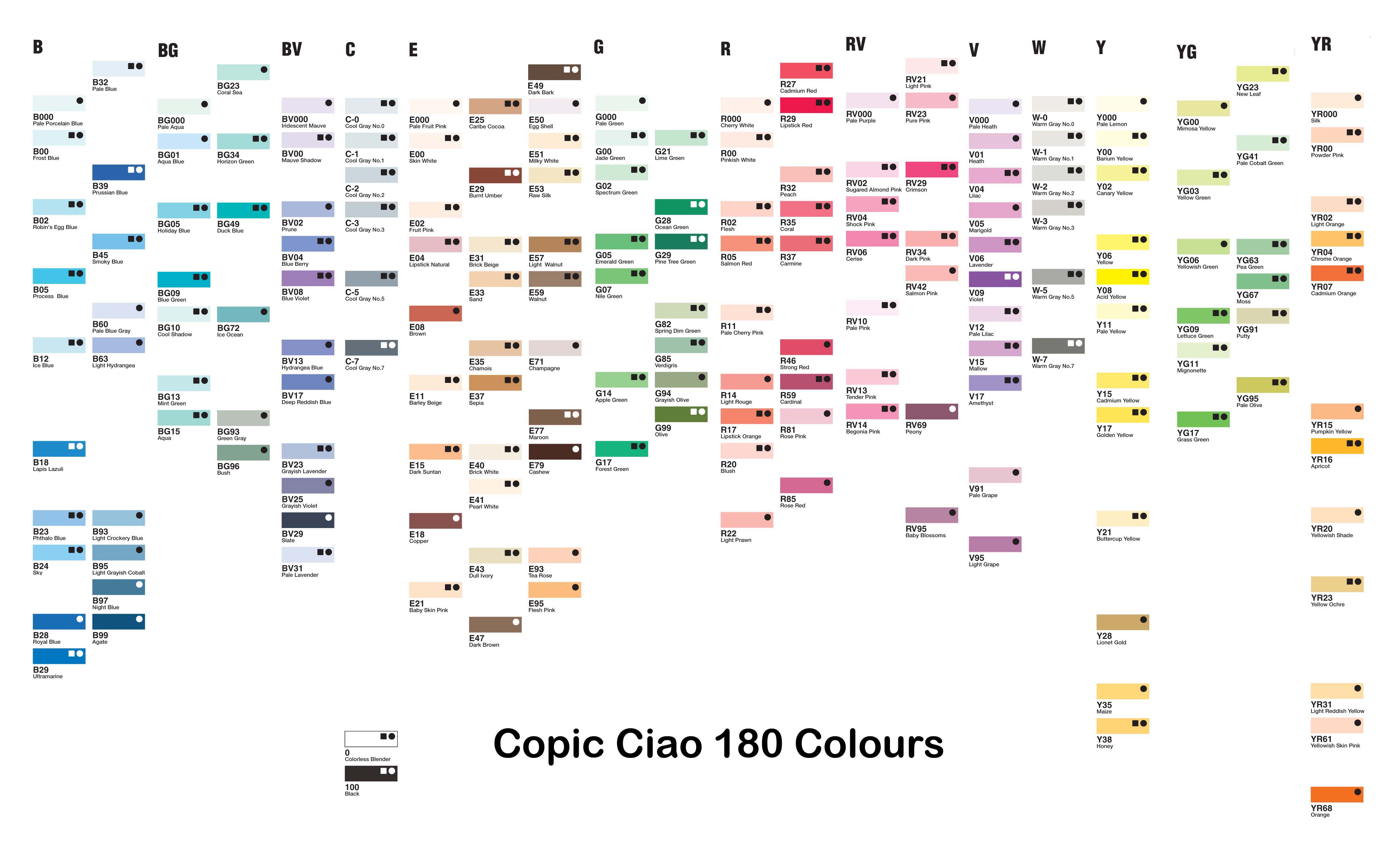 Copic Printable Color Chart