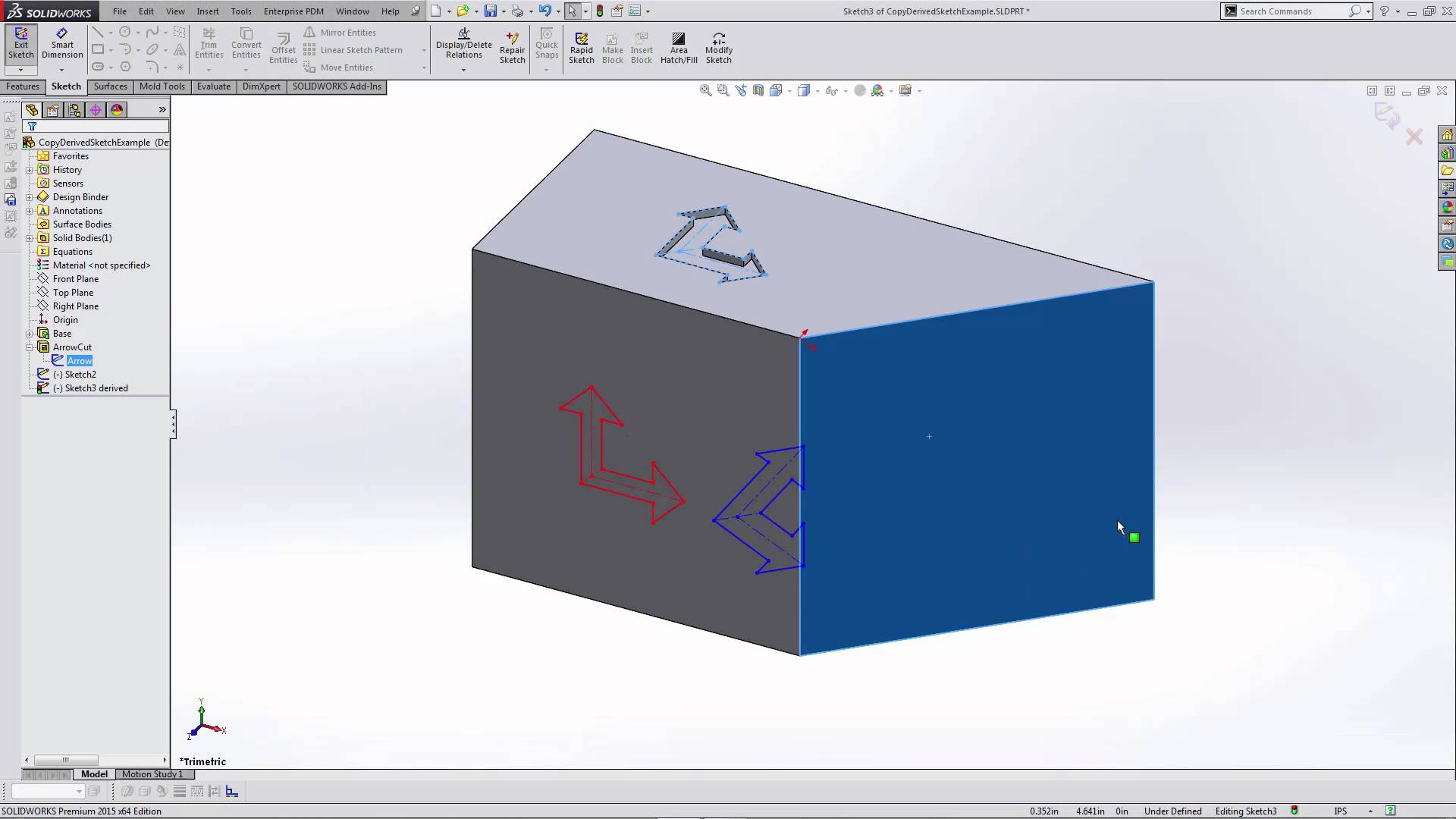 Solidworks скопировать эскиз на другую плоскость