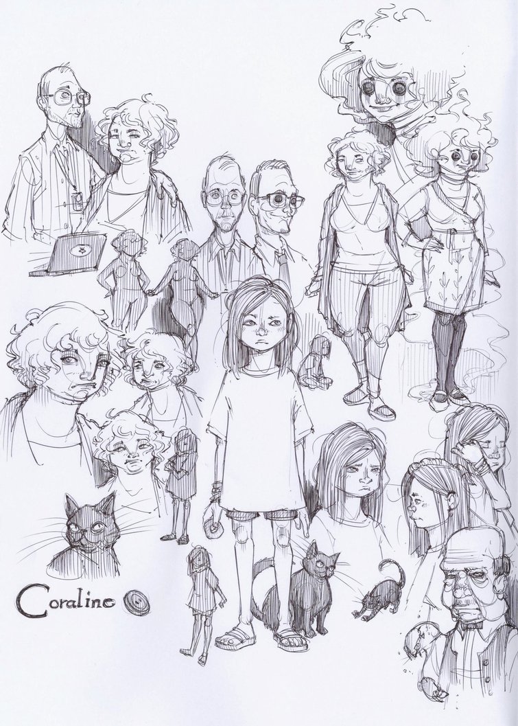 755x1057 Coraline Sketches By Kaffepanna - Coraline Sketch