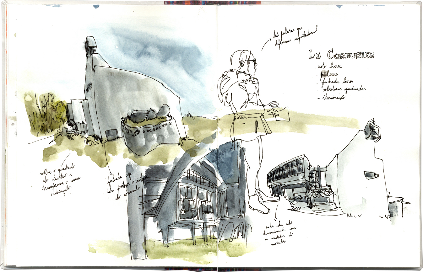 1347x867 La Tourette, Convent By Le Corbusier Urban Sketchers - Corbusier Sketches