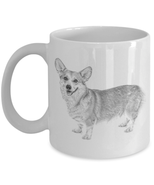 500x600 Pencil Sketch Corgi Mug Home And Wild - Corgi Sketch