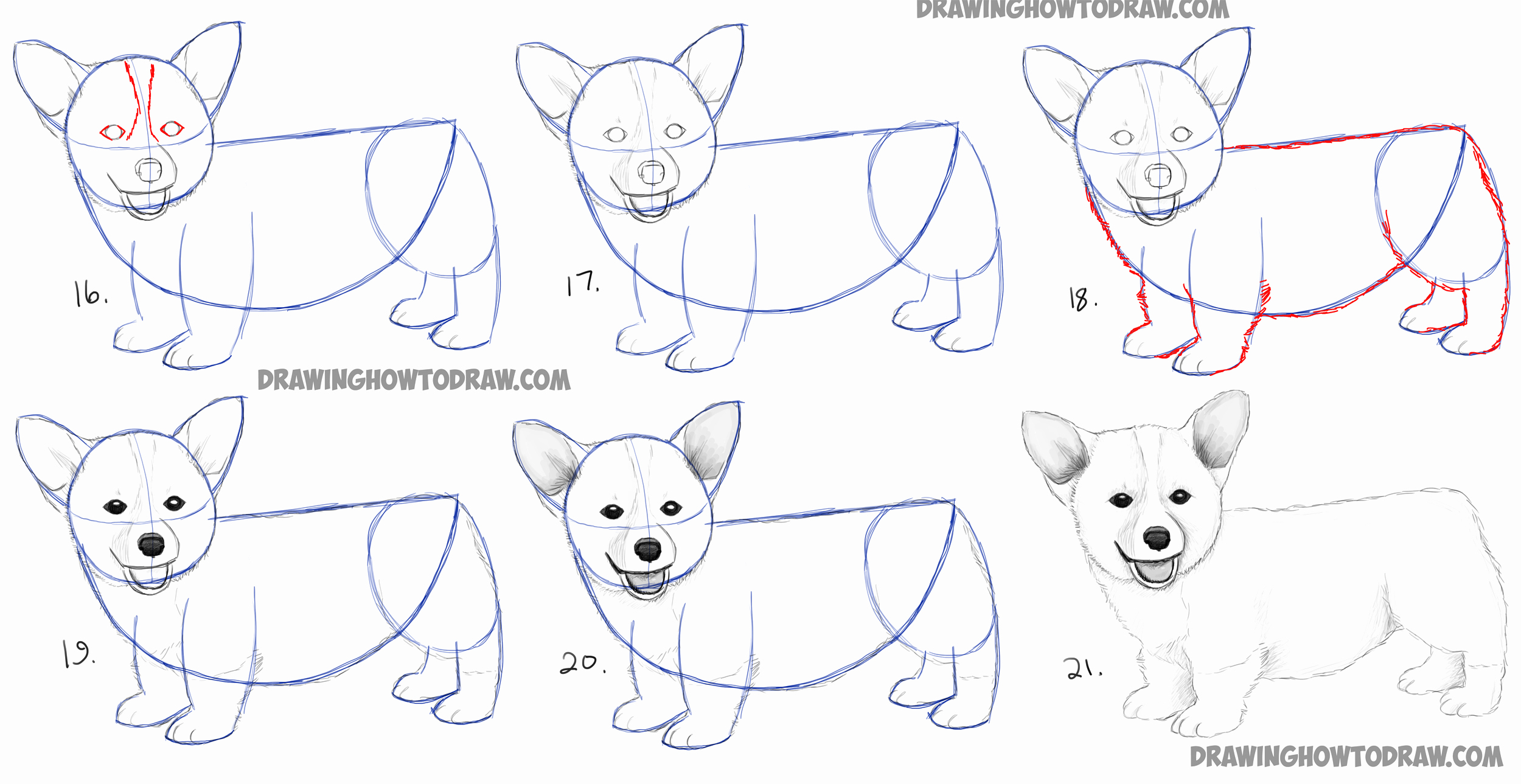 2500x1289 Sketch Tutorial Beginner How To Draw A Corgi Puppy Easy Step By - Corgi Sketch