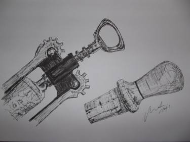 375x281 Cork Stopper Drawing By Mike Smith Saatchi Art - Cork Sketch