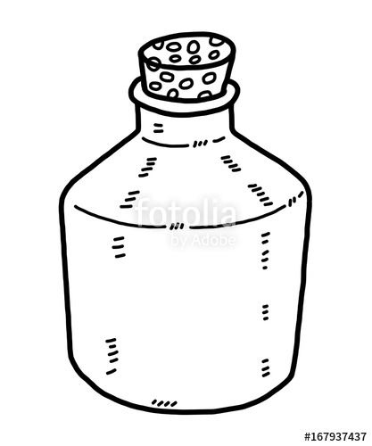 417x500 Cork Glass Bottle Cartoon Vector And Illustration, Black And - Cork Sketch