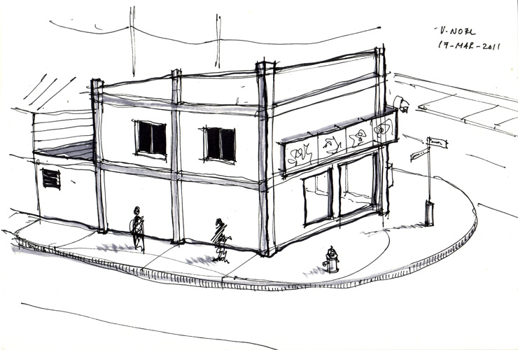 740x500 Architecture Sketch Corner Carlos St + Mucurapo Rd, St. James - Corner Sketch