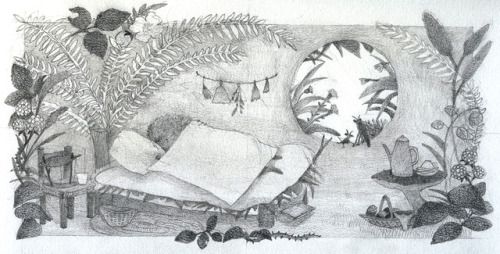 500x254 Early Stage Drawing Work For Ilustraciones - Cornfield Sketch