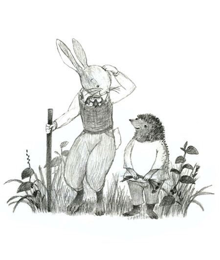 450x530 Hare And Hedgehog In The Early Stage Drawing Work From - Cornfield Sketch