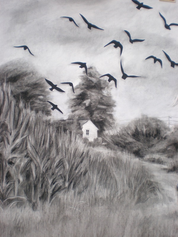 600x800 Blink Birds Over A Cornfield - Cornfield Sketch