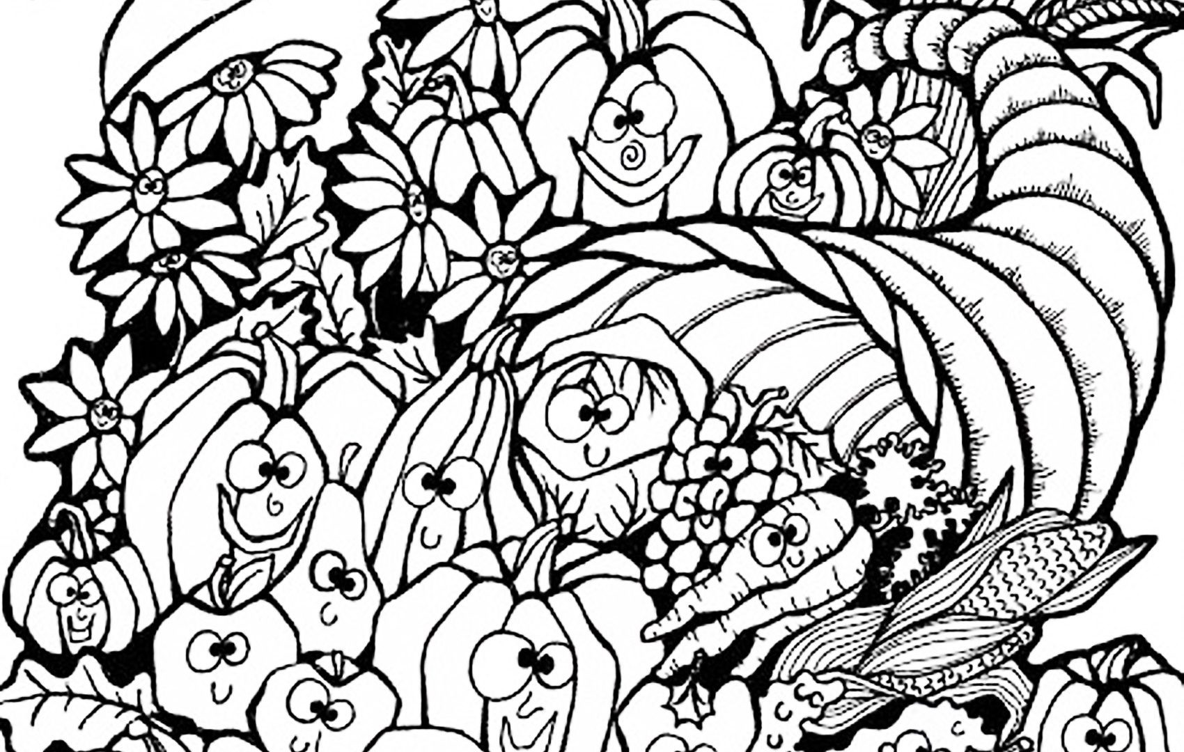 1700x1080 Cornucopia Basket Coloring - Cornucopia Sketch