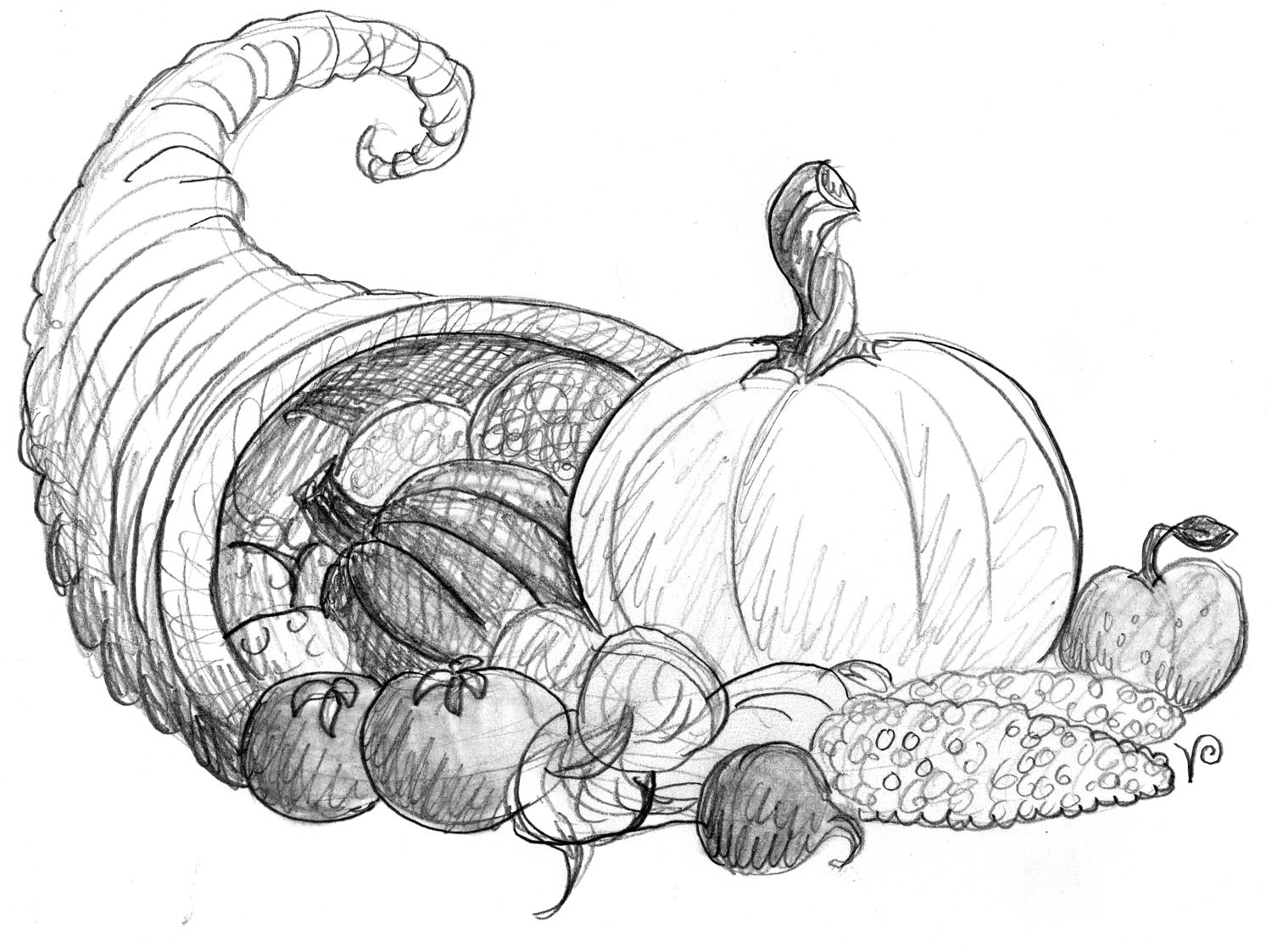 1500x1122 Cornucopia Drawing, Pencil, Sketch, Colorful, Realistic Art Images - Cornucopia Sketch