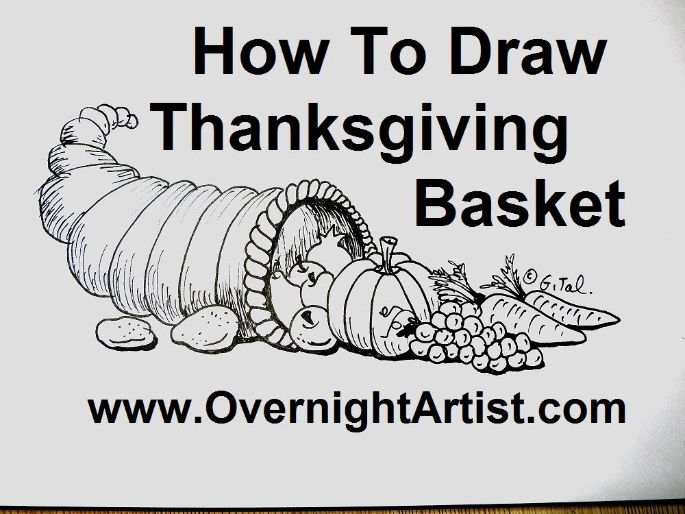 1000x750 How To Draw Thanksgiving Stuff - Cornucopia Sketch
