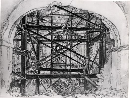 523x397 Truman Library Photograph Sketch Of Main Corridor Of White House - Corridor Sketch