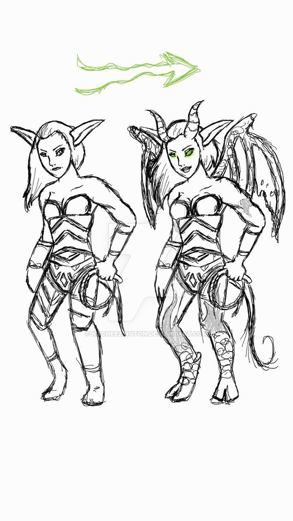 600x1067 Sketch Fel Corruption Succubus By Kacheezington - Corruption Sketch