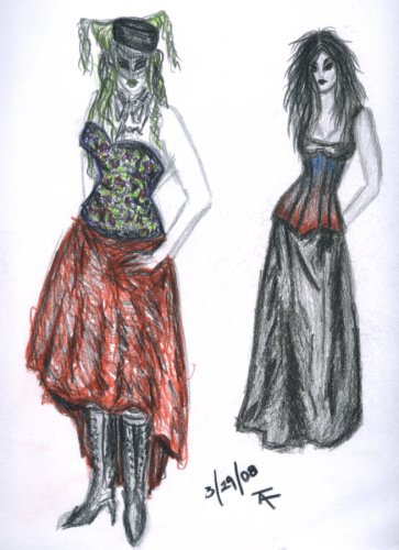 363x500 Drawing Corset Girls Sketch (Original Art By Tiny Amber Taylor) - Corset Sketch