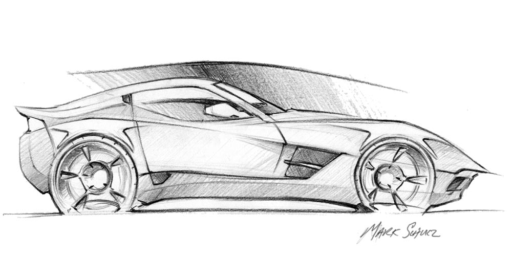 1000x500 Sketches Of C7 - Corvette Sketch