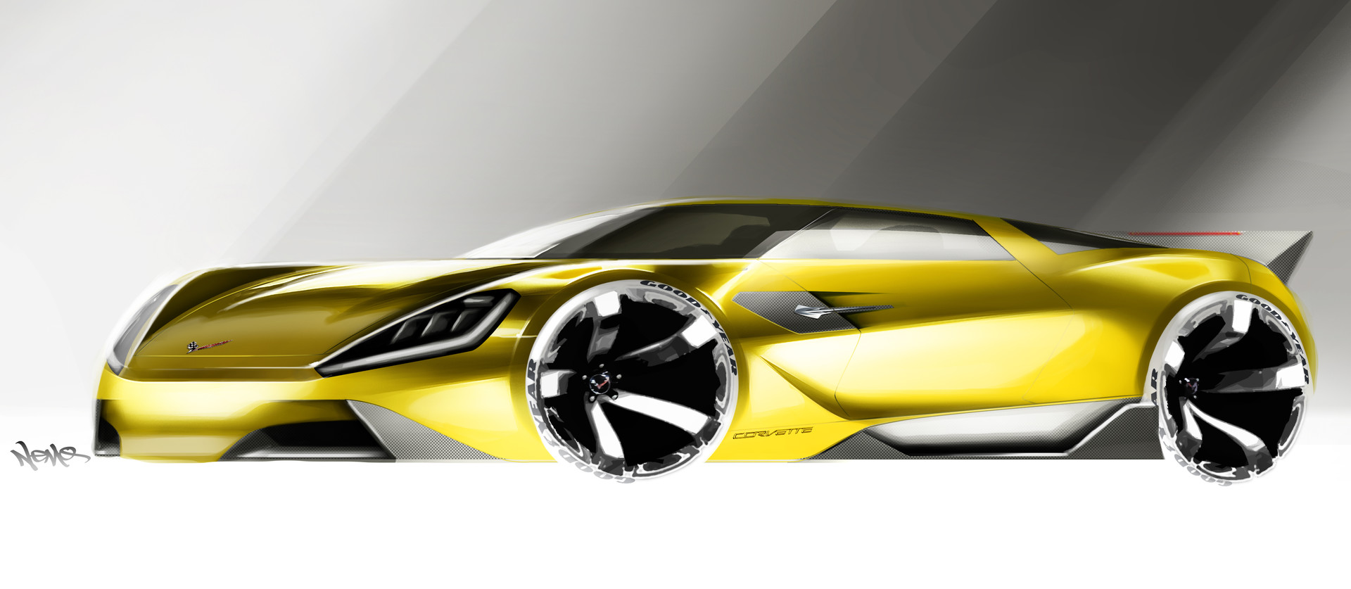 1920x837 Artstation - Corvette Sketch