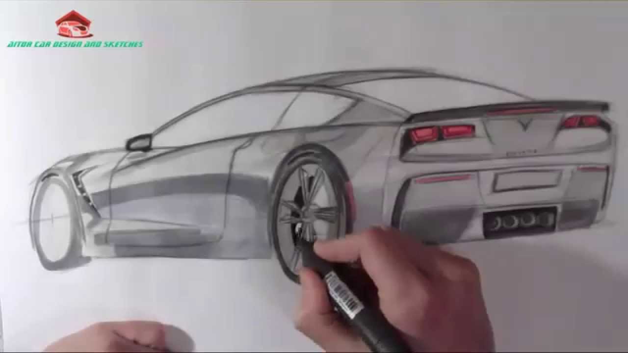 1280x720 Car Design Sketch - Corvette Stingray Sketch