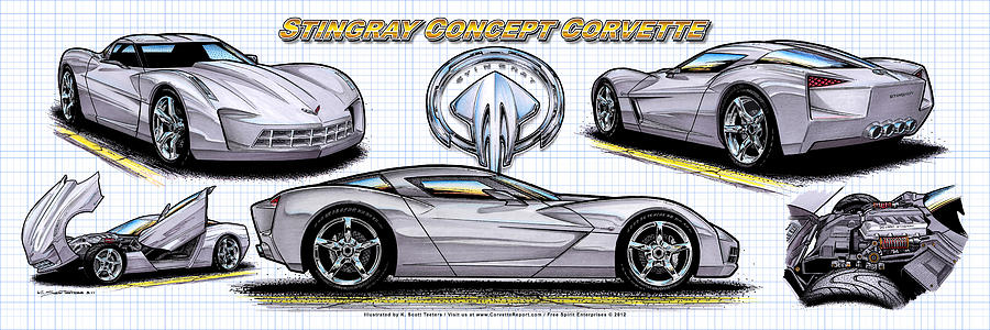 900x300 Corvette Stingray Concept Supercar Sketches - Corvette Stingray Sketch