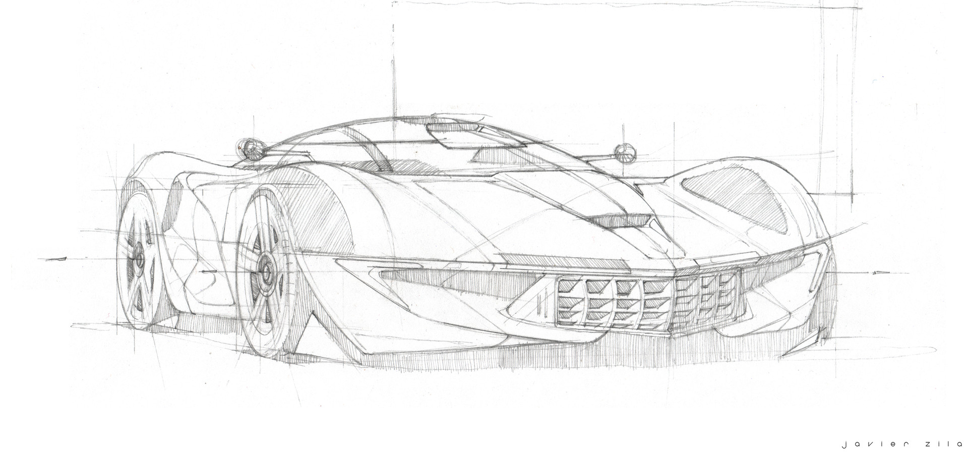 1920x898 Javier Zila - Corvette Stingray Sketch