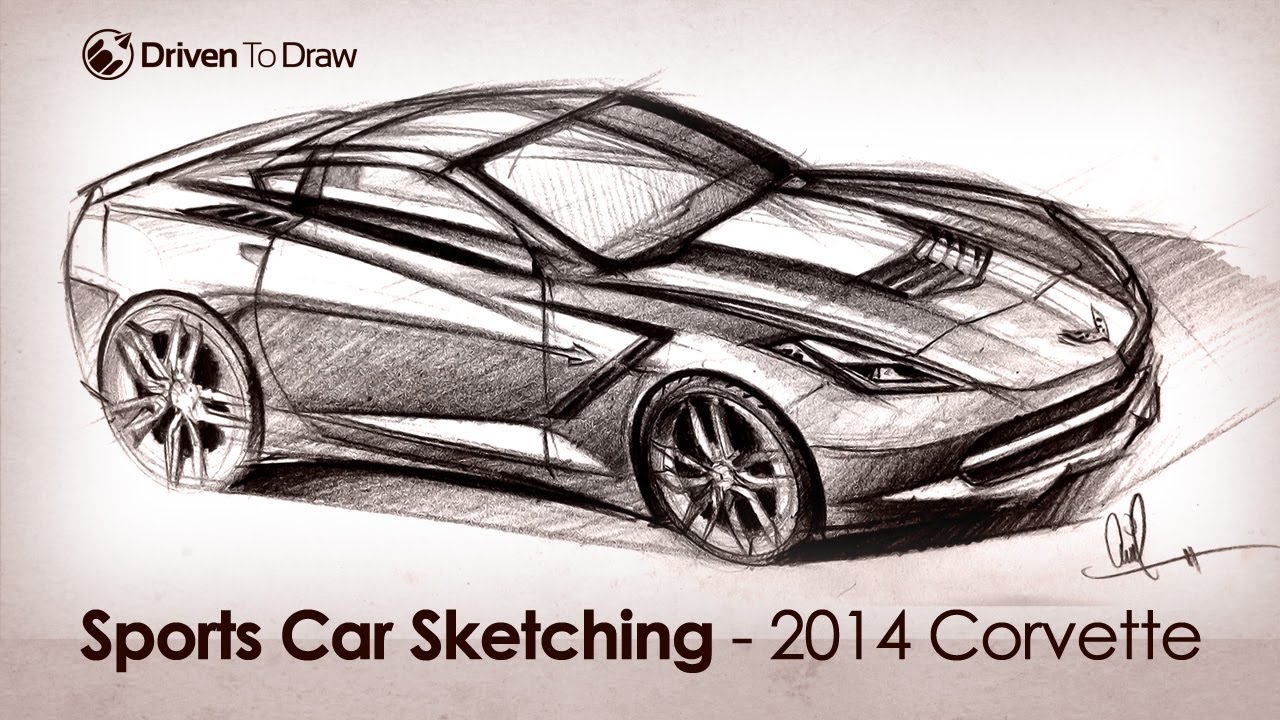 1280x720 2014 Corvette C7 Stingray Designer Sketch Video - Corvette Stingray Sketch