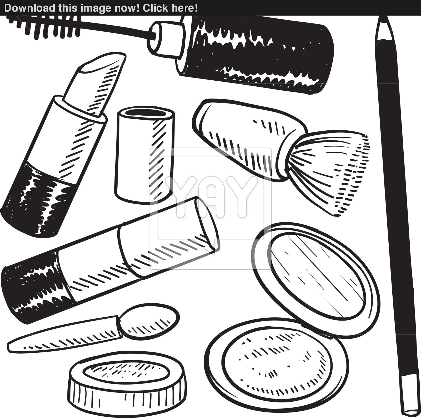 1600x1587 Cosmetics Objects Vector Sketch Vector - Cosmetics Sketch