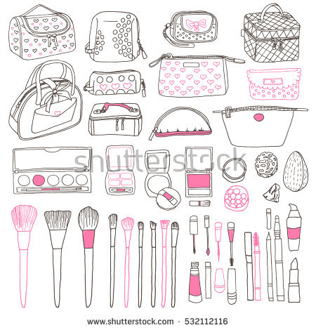 450x470 Collection Of Makeup Bag Drawing High Quality, Free Cliparts - Cosmetics Sketch