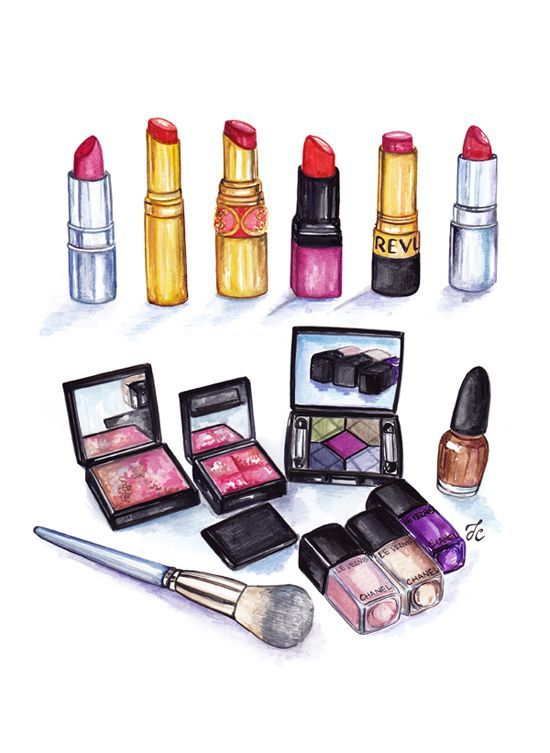 550x753 Pin By Grace On Ad Art, Makeup Illustration And Drawings - Cosmetics Sketch