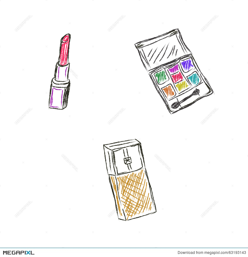 800x830 Sketch, Makeup, Products, Cosmetics, Vector Illustration - Cosmetics Sketch