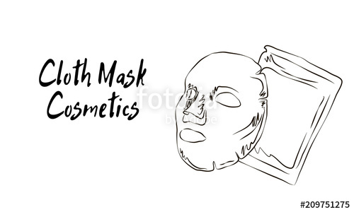 500x300 Cloth Mask Cosmetics, Sketch Of Cosmetics, How To Apply Facial - Cosmetics Sketch