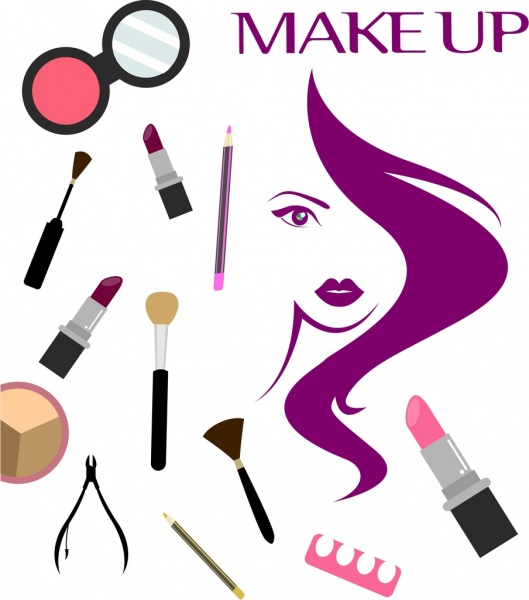 529x600 Beauty Salong Background Makeup Accessories Icons Woman Sketch - Cosmetics Sketch