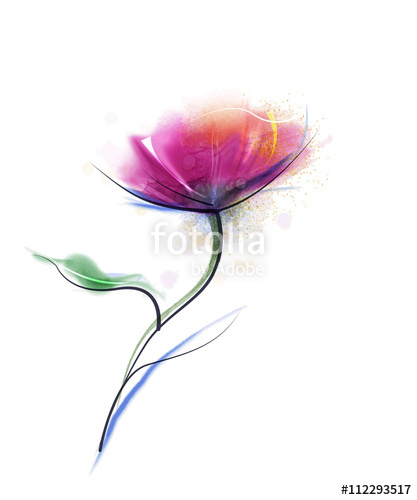 417x500 Vector Watercolor Painting Purple Cosmos Flower On White Paper - Cosmos Flower Sketch