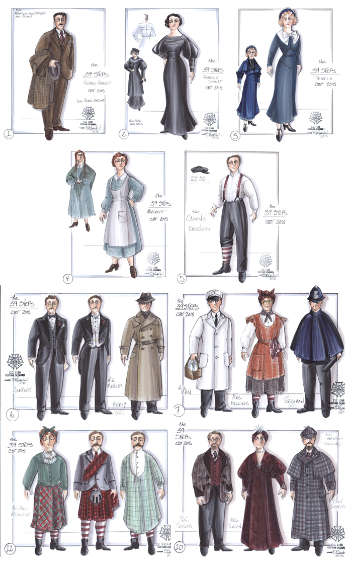 700x1131 The 39 Steps Costume Sketches Clarence Brown Theatre - Costume Sketches