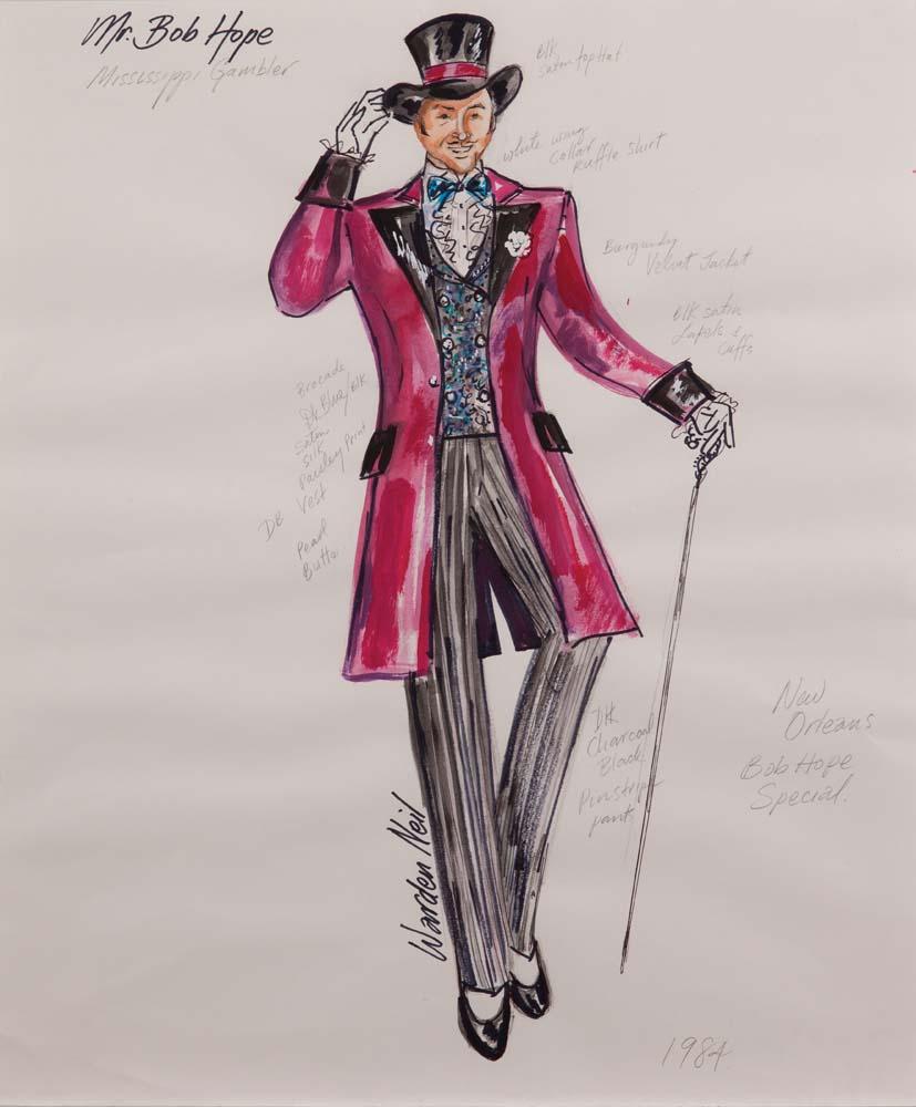 827x1000 Three Warden Neil Costume Sketches Of Bob Hope For His Annual Tv - Costume Sketches