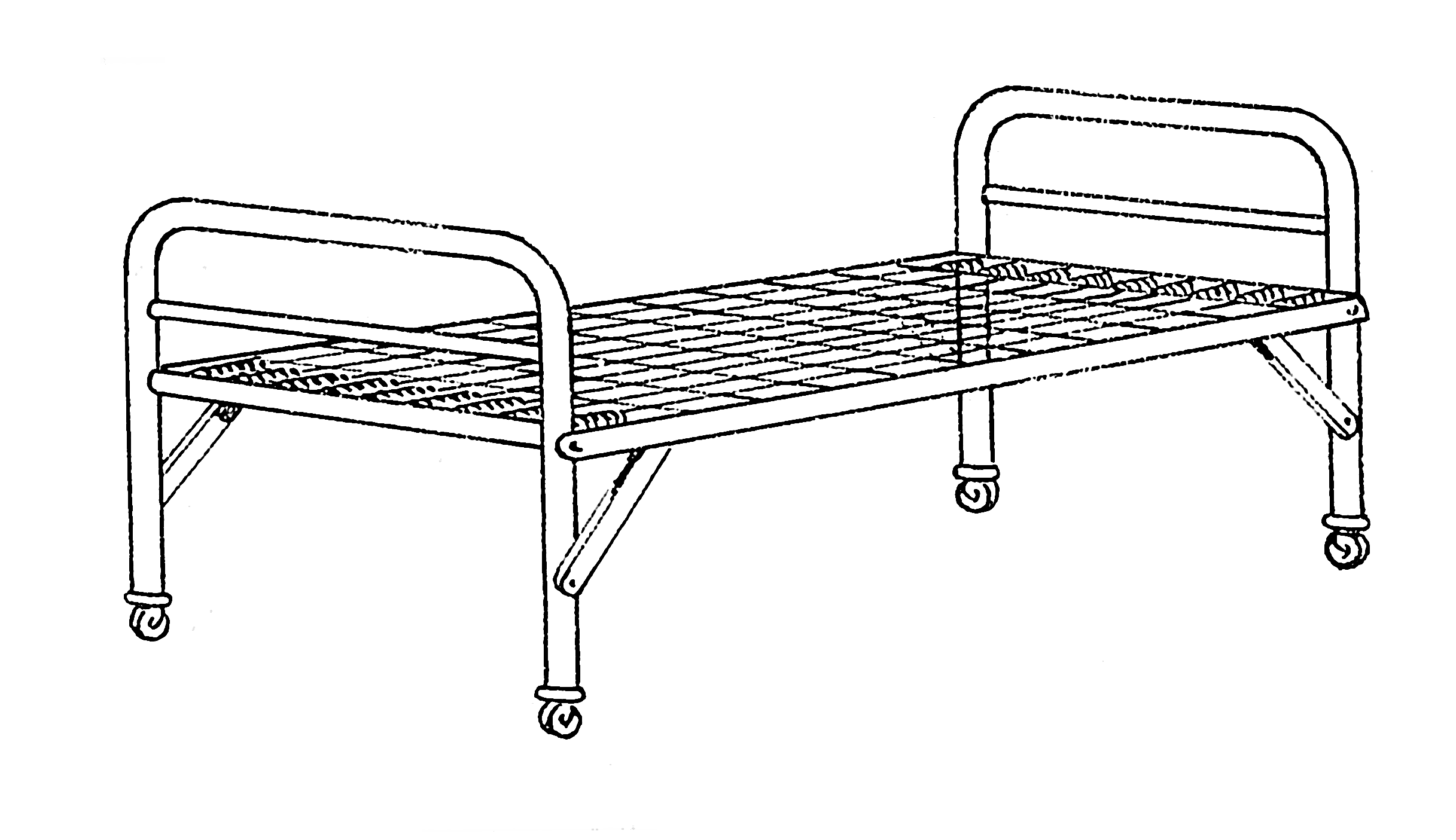 2434x1405 Bed Bed Drawing - Cot Sketch