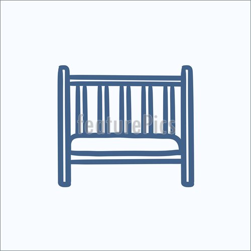 500x500 Illustration Of Baby Cot Sketch Icon. - Cot Sketch