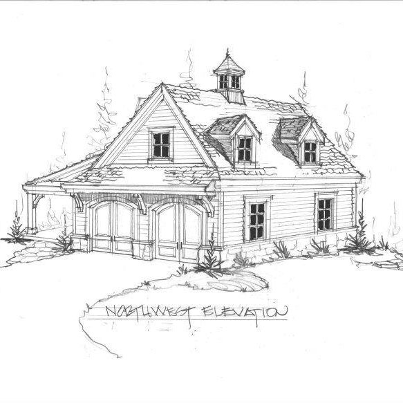583x583 Small Cottage Sketch Cube - Cottage Sketch