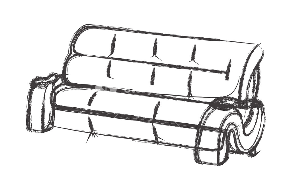 1000x627 Sketch Of Retro Sofa Royalty Free Stock Image - Couch Sketch