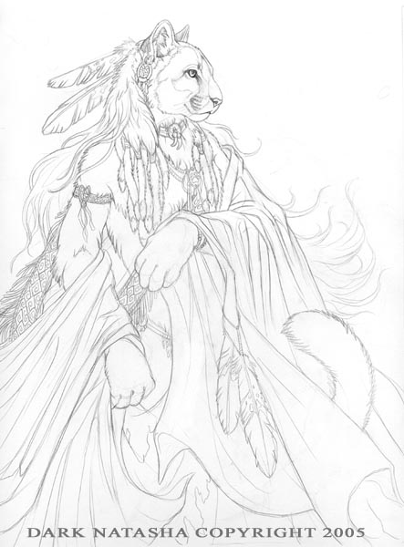 443x600 Cougar Medicine Sketch By Darknatasha - Cougar Sketch