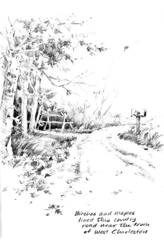 522x800 Country Road In Vermont Roland Lee - Country Road Sketch