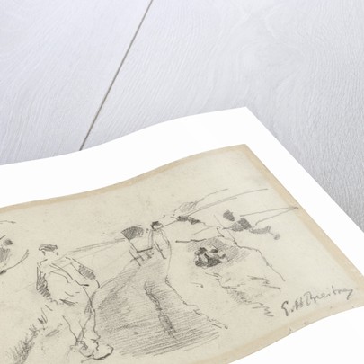 405x405 Sketch Of A Country Road With A Farmer And Cow Heads Posters - Country Road Sketch