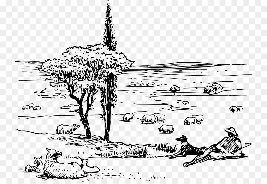 900x620 Drawing Line Art Sketch - Countryside Sketch