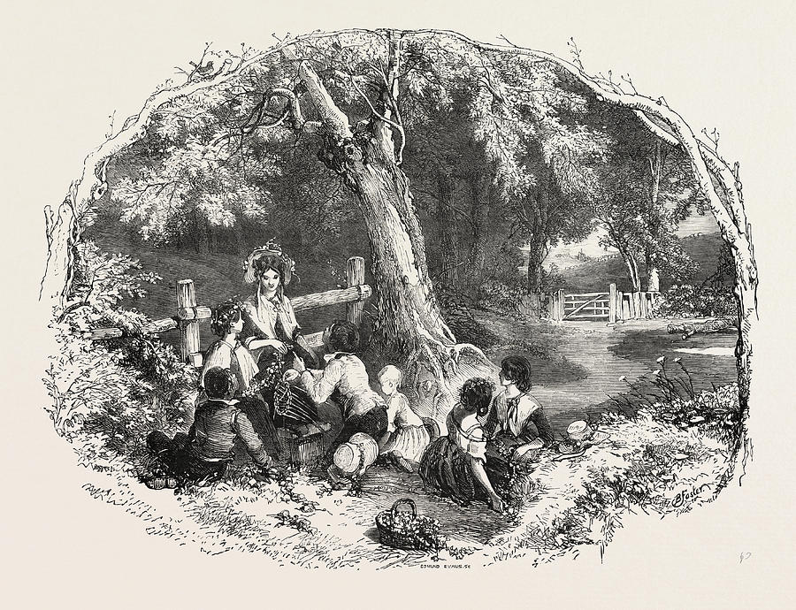 900x690 In The Countryside Drawing By English School - Countryside Sketch