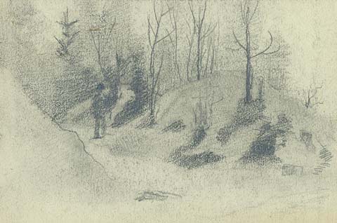480x318 Sketch Of Countryside, C.1890 - Countryside Sketch