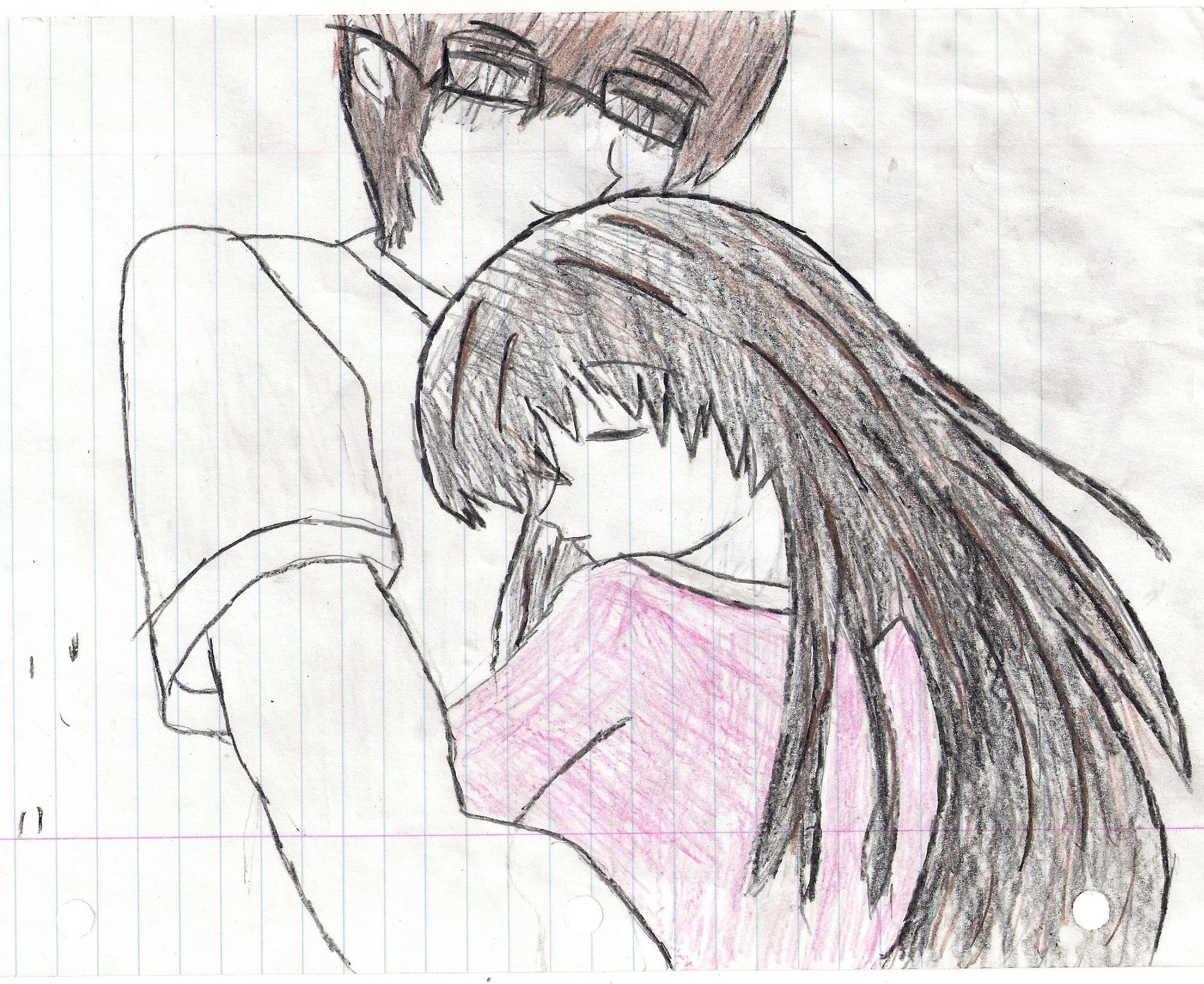 2013x1645 Couples Drawing Hug Love Anime Pictures - Couple Anime Sketch
